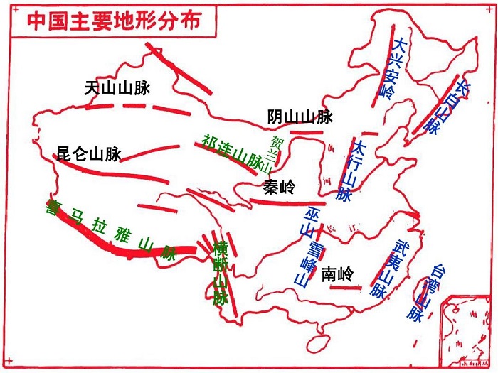 中国主要山脉分布图高清