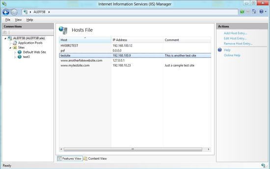 IISļ IIS Hosts File Manager
