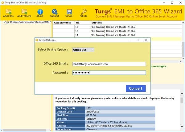 Turgs EML to Office 365 Wizard(EMLOffice 365ת)