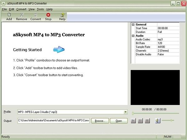 aSkysoft MP4 to MP3 Converter(视频转音频工具)