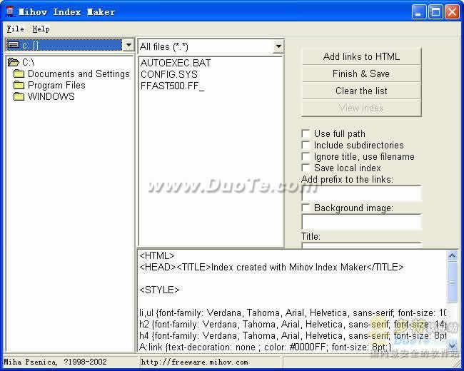 Mihov Index Maker