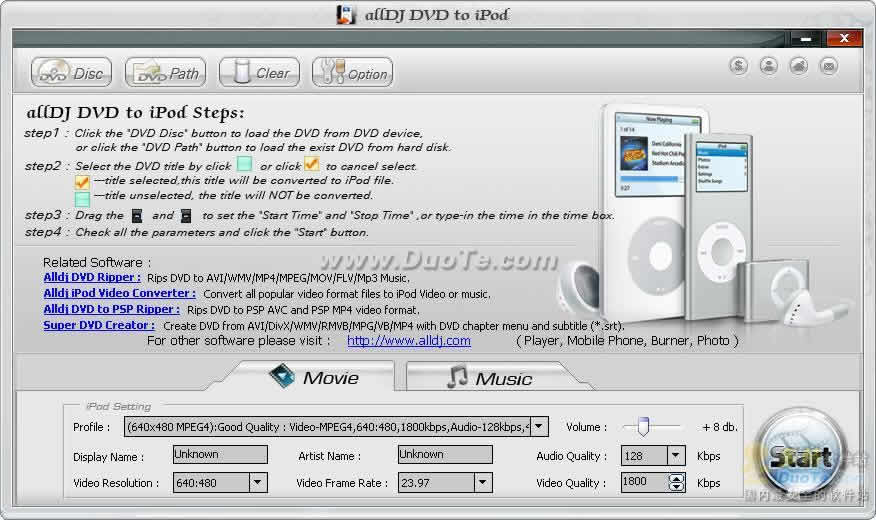 Alldj DVD to iPod Ripper