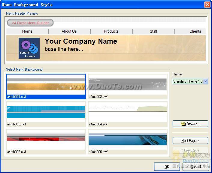 A4 Flash Menu Builder