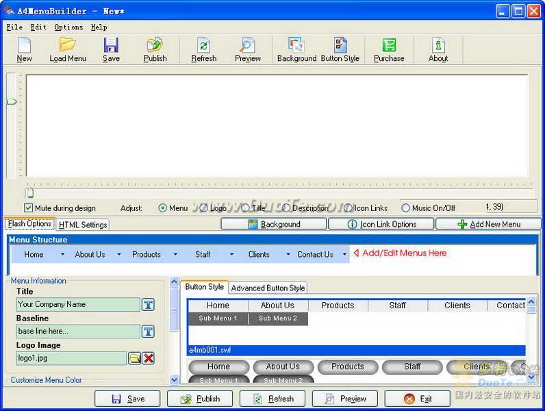 A4 Flash Menu Builder