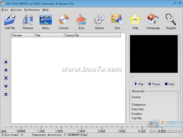 AVI DivX MPEG to DVD Converter & Burner Pro