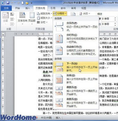 word2010ôֽڷ
