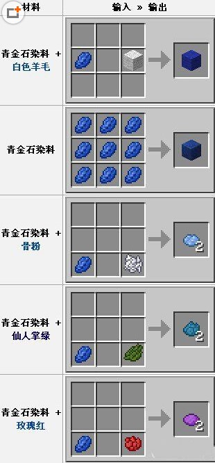 《我的世界》青金石染料合成表 合成攻略详解